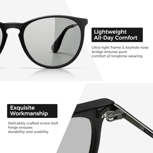 Image of SUNGAIT Vintage Round Sunglasses for Women Classic Retro Designer Style