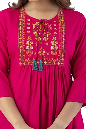 Image of DMP FASHION Women's Rayon Classic Heavy Embroidery Top with Beautifull Tassels at Front and on Both Sleeves