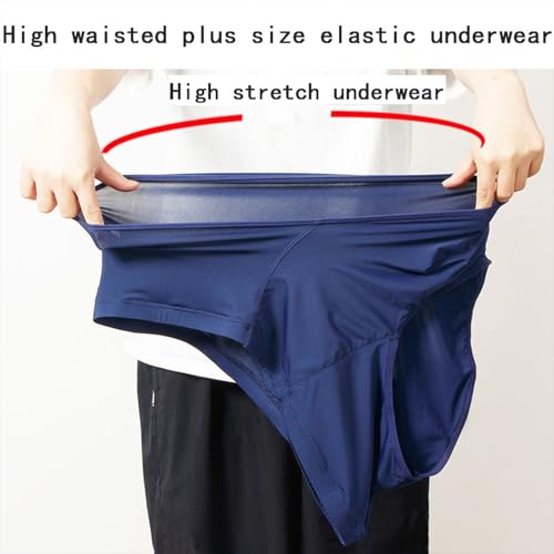 50-150kg Plus Size Men's Silk Briefs Underwear XL-8XL 4-Pack High Waisted Panties Breathable Daily Sleep Underpants3