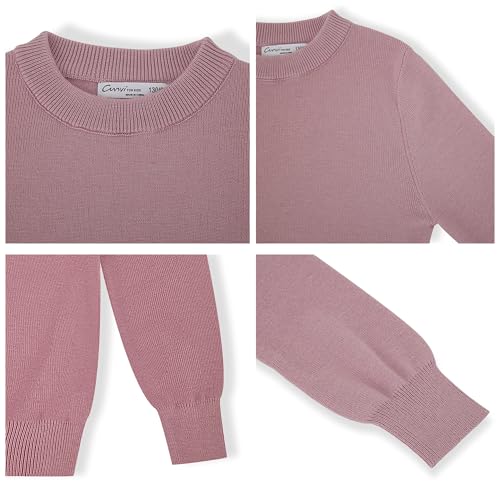 Image of CUNYI Boys Girls Crewneck Sweater Long Sleeve School Uniform Pullover Thermal Wool Solid Knit Top