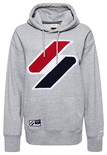 Superdry Damen Code Logo Che OS Hood Hooded Sweatshirt, Grey Slub Grindle,...