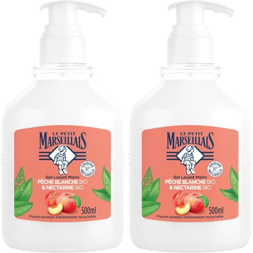 Le Petit Marseillais Gel Lavant Mains BIO & Nectarine BIO flacon pompe de 500 ml – Savon liquide avec 92 % d'ingrédients d'origine naturelle – pH neutre pour la peau - vue 8