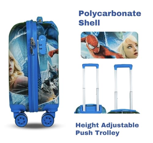 Image of ADSON Abs Kids Trolley 360 Rotating Luggage 360 Degree Wheels Non-Breakable 16 Inch Kids Hardsided Suitcase with 4 Wheels, 360 Degree Wheel Travel Trolley Bag (Design 17)