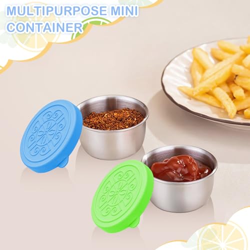 Image of TecoKart 40ml Salad Dressing Containers - 2Pcs Reusable Small Steel Box with Lid, Leakproof Chutney Box for Tiffin, Ideal for Travel, Picnic, Office & Kids Lunchbox Use