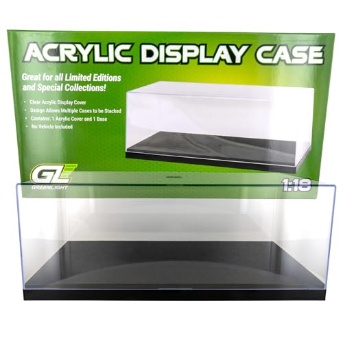 Greenlight 1:18 Scale Acrylic Display Case for 1:18 Diecast Cars, Clear Cover with Black Base, Stackable Design, Model 55028
