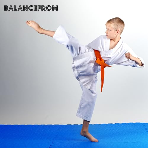 Image of BalanceFrom Puzzle Exercise Mat with EVA Foam Interlocking Tiles (Blue) | Tiles for Home Gym, Mat for Home Workout Equipment, Floor Padding for Kids, Blue, 24 in x 24 in x 3 /4 in, 96 Sq Ft - 24 Tiles
