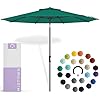 Midtown umbrellas the swilt 9 feet patio umbrella in sunbrella canvas teal acrylic fabric fiberglass ribs auto tilt aluminum frame for backyard deck garden pool black pole  urban country home decor