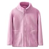 animque bambini autunno inverno pile polare giacca ragazzi ragazze addensare collare stand-up antivento bambine cerniera cappotto solido genitore-figlio capispalla top, rosa chiaro 120