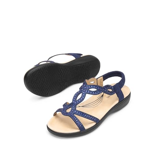 Sandales orthopédiques femme confortables à strass et bride élastique