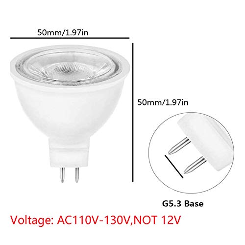 Lxcom Lighting Mr16 Led Bulb G5.3 Mr16 Cob Spotlight 5W Led Light Bulbs 50W Halogen Bulbs 110V Warm White 3000K For Landscape Flood Track Recessed Lighting, Non-Dimmable, 8 Pack #TOP2