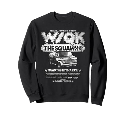 Stranger Things Hawkins Hitmaker WSQK Back Sudadera