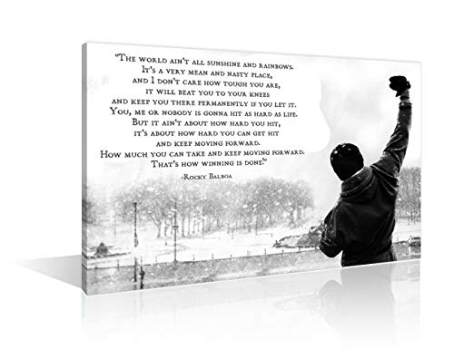 Motivational Quotes Wall Decor, Canvas Wall Art, Inspirational Rocky Balboa Saying Words Posters,...