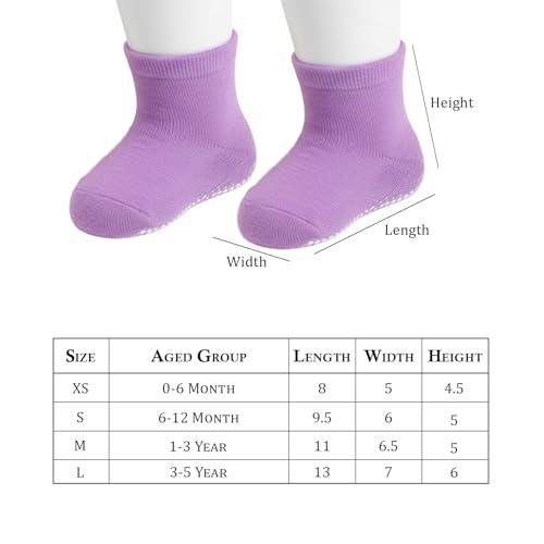 Image of MOMISY Cotton Anti-Skid Baby Girl Boys Toddlers Infant Anti Slip Socks-6 Pairs (DottedFemale, 1 to 3 years)