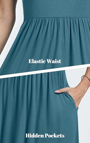 Image of Womens Short Sleeve Empire Waist Dresses Casual Summer Dress with Pockets