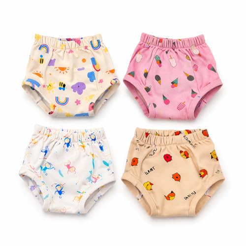 Image of Toddler Potty Training Underwear | 18-36M | 4PCS | Training Pants | Mixed Colours | Soft Cotton Leakproof Potty Training Underwear | Breathable Washable Pants