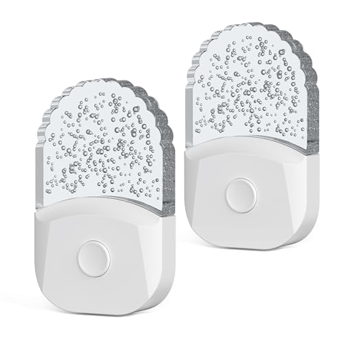 Emeritpro Night Light Plug in Wall with Dusk to Dawn Sensor, 0.5W Warm White+RGB Colorful Night Light, 3 Lighting Modes, Acrylic Plug in Wall Light for Hallway, Baby, Bedroom, Garage, 2 Pack