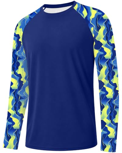 Image of FISHEAL Mens Long Sleeve Fishing Camo Shirts, UPF 50+ Sun Swim Rash Guard