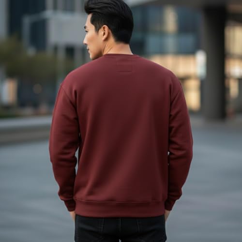 Image of Men's Crew Neck Sweatshirt, Long Sleeve, Casual Pullover, Multiple Colors Available