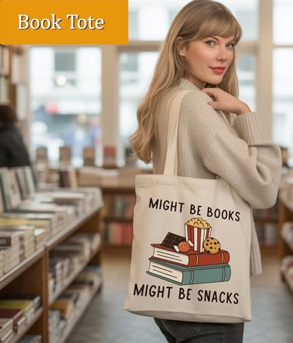 Image of Book Lovers Gifts Tote Bag for Bookish Readers, Aesthetic Book Tote Bag for Librarian, Medium Size with Inner Pocket