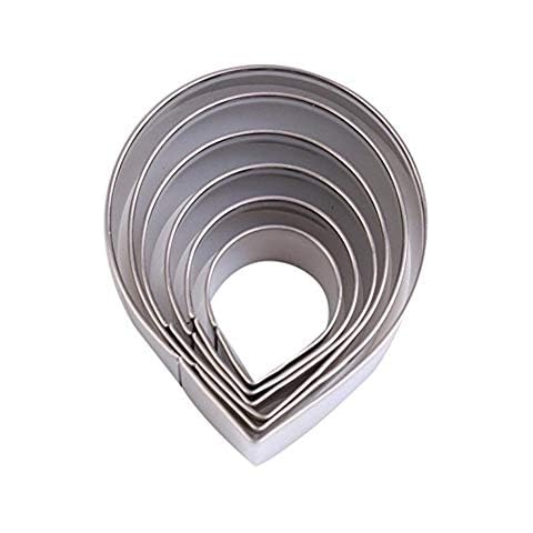 Ndier Stainless Steel Cake Mold Rose Petal Shaped Cookie Cutter Fondant Decoration Tools Different Sizes 6 PCS Silver Cover