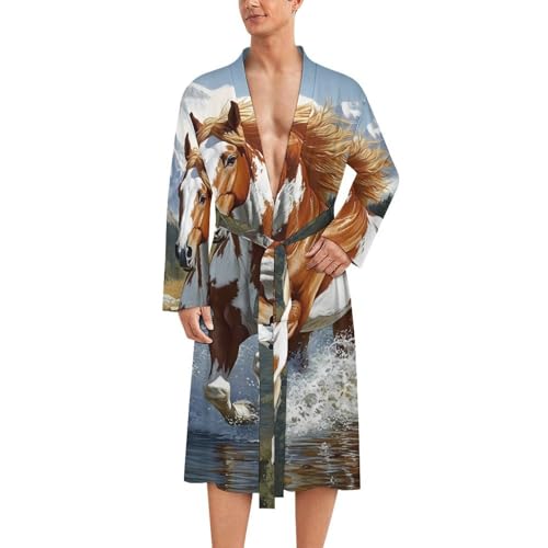 Bata de baño para hombre Running Horse suave para mañanas relajadas y noches de descanso