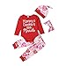 Geagodelia Set di vestiti per neonate e bambine, a maniche lunghe, body top pantaloni con fascia per capelli, abbigliamento per il mio primo San Valentino Rosso 6 mesi