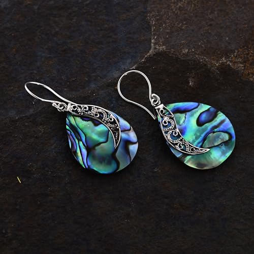 shop lc 925 sterling silver abalone shell dangle drop elegant earrings costume jewelry for women birthday gifts for women