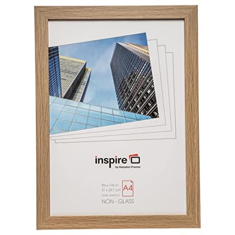 Hampton Frames SORBONNE Paperwrap Poster Photo Frame Acrylic (Non Glass) Wood Effect A4 (21x30cm) SORA4NG Brown Cover