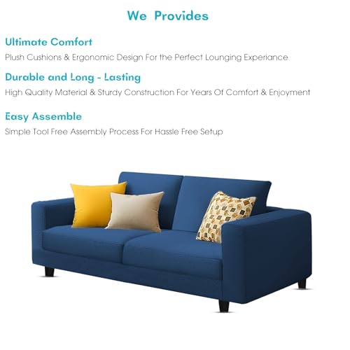 Image of Galib 2 Seater Sofa Set for Living Room (Blue Fabric) Premium Fabric Sofa Set