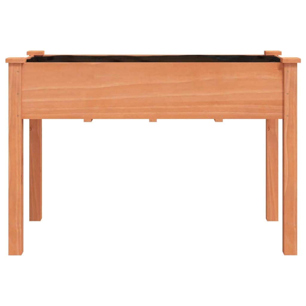Donica na rośliny, lite drewno, jodła, 118 x 59 x 76 cm, brązowa, z wkładką na balkon, taras – praktyczna drewniana donica z otworem drenażowym na kwiaty, zioła i warzywa
