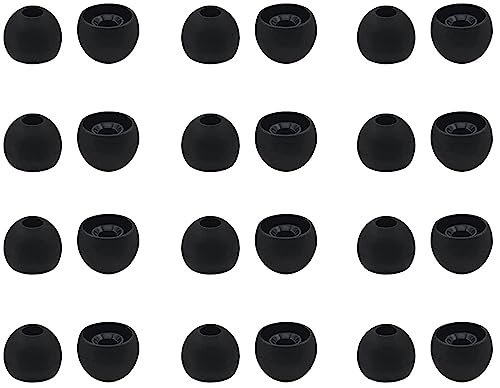 ALXCD Ear Tips for in-Ear Headphones, Medium Size 12 Pairs Soft Silicon Earbuds Tips Eartips with 3.8mm Connector Hole, Fit Most in-Ear Earbuds(Inner Hole 3.8mm -4.8mm) 12 Pairs, Black M