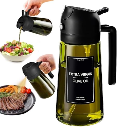 XBllcyiv 16oz 470ml Glass Olive Oil Sprayer for Cooking 2 in 1 Olive Oil Dispenser for Kit - image 1