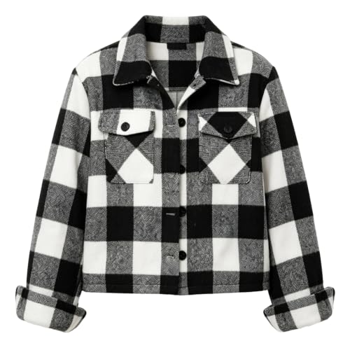 Elneeya Cropped Jacket Women Plaid Fashion Button Up Collared Fall Coats - image 4
