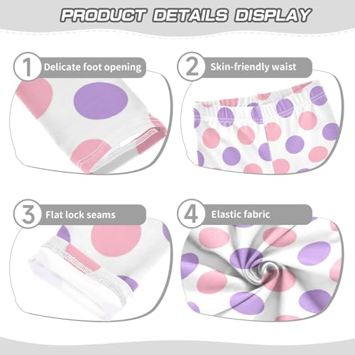 Violet Polka Pink Dots Girl's Leggings for Kids Toddler Girls Sweatpants Legging Pants Ballet Tights 4T3