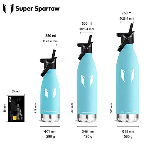 Super Sparrow Insulated Water Bottle Double Wall Vacuum Stainless Steel Bottle, Small Mouth Cola Shape Travel Thermal Flask 12/17/25oz Bottles, Perfect for Outdoor Sports Camping Hiking Cycling