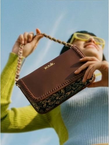 Image of ZOUK Small Shoulder Bag Bag for Women | Stylish Vegan Leather Shoulder Bag with Gold Chain Handle | Water-Resistant | Chic & Handcrafted Purse |