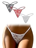 comeondear Perizoma Donna Seducente Vita Bassa Tanga Donna Pizzo G-String Mini String Lingerie Sexydonna Hot Mutandine Brasiliana Soft Lace Biancheria Intima Sexy Perizomi 3 Pezzi Multicolore,S-M