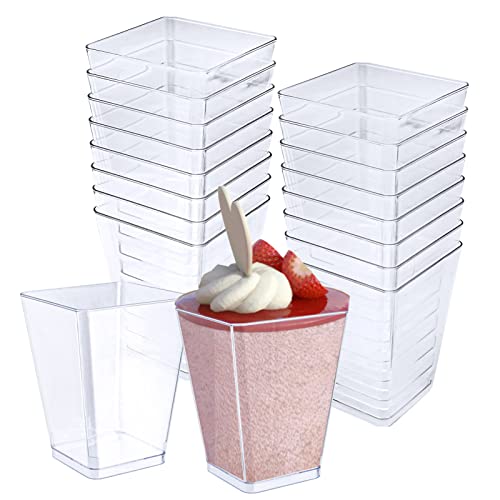 JLNGTHONG 25 Stück Dessertgläser , 150ML Dessertschalen Set , DIY Dessertbecher Transparente Dessertbecher Wiederverwendbare Dessertbecher für Mousse Pudding Eiscreme Dessert Party Cover