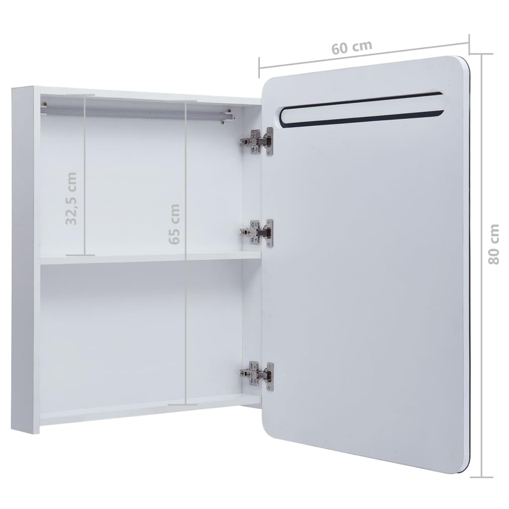vidaXL Armario de Cuarto de Baño con Espejo y LED Mobiliario Hogar Accesorios Muebles Organización Almacenamiento Estilo Moderno Funcional 60x11x80cm
