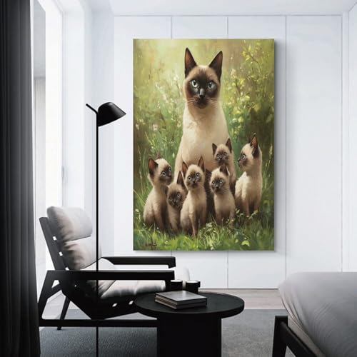 Cadeau Tableau Chat Siamois 60x90cm | Idée Déco Idéale Famille et Amis - 3