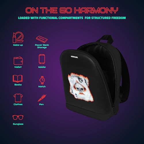 Image of Hookaba Bold Bling LED Backpack For Kids 8L | Smart Display Bag | With Programmable Screen, App Control & Water Resistant | Unisex Daypack For School, College, Travel | For Boys & Girls