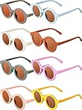 Weewooday 8 Pairs Kids Cute Round Polarized Sunglasses Retro Circle Glasses for Toddler Girls Boys Beach Sports, Age 3-10(Elegant Color)
