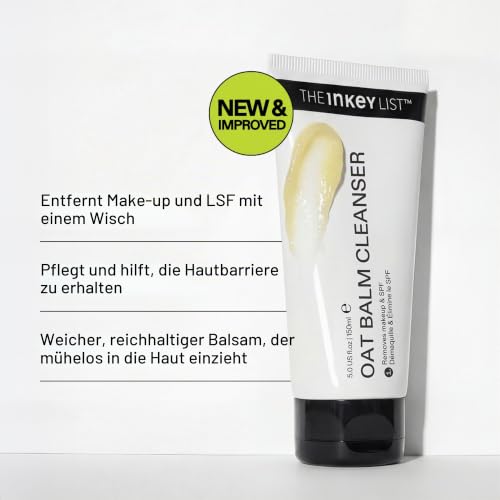 The INKEY List Oat Cleansing Balm 150ml – New & Improved Formula, Makeup & SPF Remover, 5% Oat Kernel Oil for Hydration & Skin Barrier Support, Gentle Cleanser for Sensitive Skin