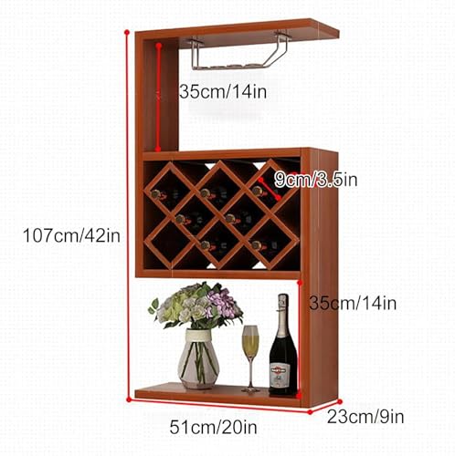 Wood Wine Racks for Wall, 3-Tiers Liquor Bottles Floating Shelves, Wall Bar Shelves with Glass Holder for Dining Room Home Bar Kitchen (Black)