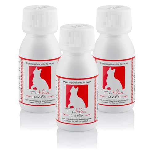 FeliMove Dreierpack | Cardio Herz-Liquid (3 x 60 ml) | - Zur Unterstützung von Herz, Blutdruck, Gerinnung und Kreislauf | Speziell für Katzen mit Omega-3 (EPA, DHA), Taurin, Carnitin, Crataegus FeliMove Dreierpack | Cardio Herz-Liquid (3 x 60 ml) | - Zur Unterstützung von Herz, Blutdruck, Gerinnung und Kreislauf | Speziell für Katzen mit Omega-3 (EPA, DHA), Taurin, Carnitin, Crataegus