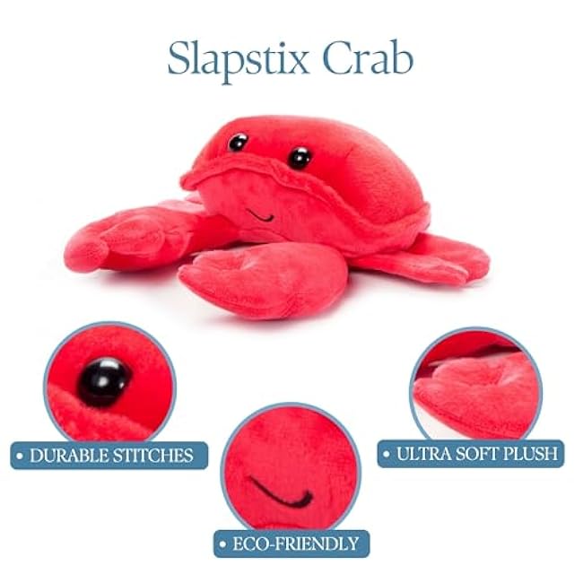 The Petting Zoo Crab Stuffed Animal Plushie Slap Bracelet, Gifts for Kids, Slapstix Sealife Animals, Crab Plush Toy, 10 inches