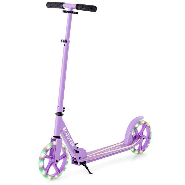 COSTWAY Scooter Plegable Altura Ajustable Carga de Capacidad 100kg Patinete con 2 Ruedas Luminosas para Niños Mayores de 10 Años