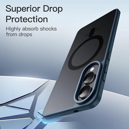 Image of Magnetic Slim Case Cover for Samsung Galaxy S25 Edge 5G (2025), Shockproof Cover with Camera Protection (Translucent Blue with MagSafe)