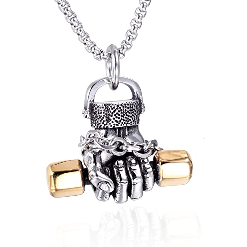 Fitness Faust Hantel Männer Halsketten Anhänger Punk Kette für Freund Titan Stahl Hip Hop Party Schmuck Kreativität Geschenk