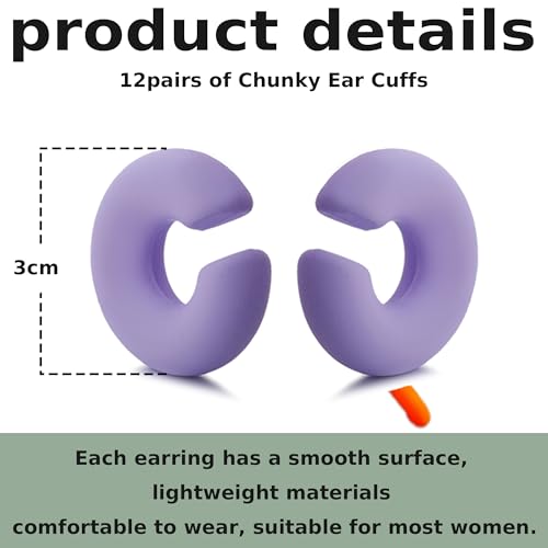 COLOYAN 12 Pairs Acrylic Cuff Earrings for Women Colorful Acrylic Ear Cuffs Clip On Cartilage Hoop Earring Non Piercing Thick Earrings Trendy Jewelry2